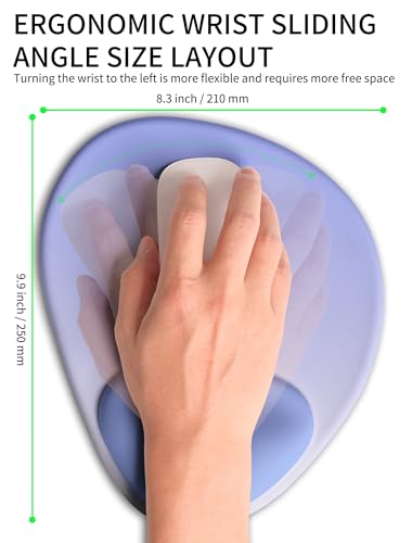 Palm-Rest and Wrist-Hugging Mouse Pad Wrist Rest, Ergonomic Wrist Support with Curve Fitting Cushioned Memory Foam for Carpal Tunnel Pain Relief, 9.9 x 8.3 Inch, Purple Ombre - color: Purple Ombre