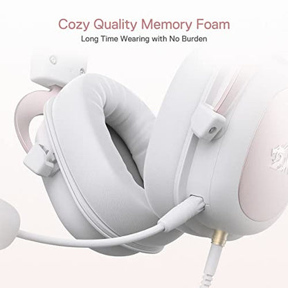Redragon H510 Zeus White Wired Gaming Headset - 7.1 Surround Sound - Memory Foam Ear Pads - 53MM Drivers - Detachable Microphone - Multi Platforms for PC, PS4/3 & Xbox One/Series X, NS - color: White H510