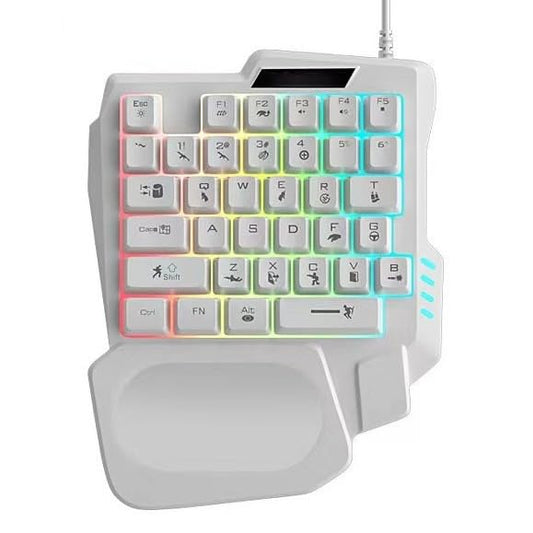 35 Keys One Handed Gaming Keyboard, Wired One-Handed Keypad with Mechanical Feel, Non Transparent Keycaps, Full N-Key Rollover, Ergonomic Wrist Rest, Plug and Play for PC Laptop Tablet - color: White