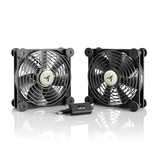 AC Infinity MULTIFAN S7, Quiet Dual 120mm USB Fan, UL-Certified for Receiver DVR PlayStation Xbox Computer Cabinet Cooling - size: S7