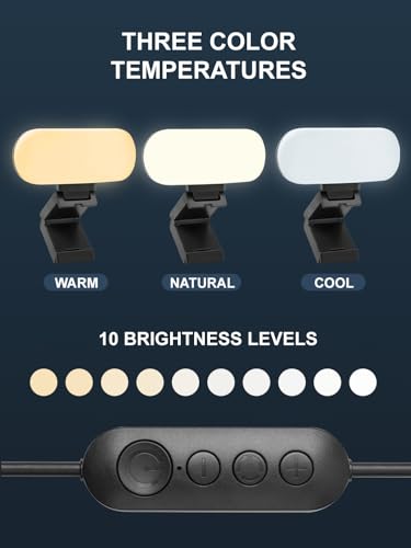 Video Conference Lighting & Computer Light – USB LED Panel for Laptop & Desktop, Plug-and-Play Webcam Light for Zoom, Teams, Streaming & Remote Work, 3 Color Modes & 10 Brightness Levels