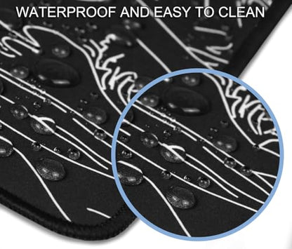 Large Gaming Mouse Pad, XXL Extended Keyboard Mouse Mat with Stitched Edges | 31.5" x 15.7" Non-Slip Waterproof Rubber Base Long Mousepad for Work, Game, Office, Home, Waves Line - color: Waves Line