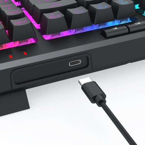 Redragon K517 Pro Wired Gaming Keyboard, RGB Backlit, Mechanical Feel 94 Keys Computer Keyboard with 4 Macro Keys, Number Pad, Anti-Ghosting, 4000mAh Battery for Win/MAC, PS4/5, Xbox - color: Black-D