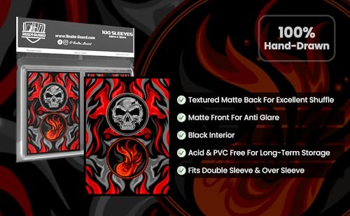 100ct Textured Matte TCG/MTG Card Art Sleeves (Black Red) - style: Black Red