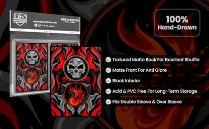 100ct Textured Matte TCG/MTG Card Art Sleeves (Black Red) - style: Black Red