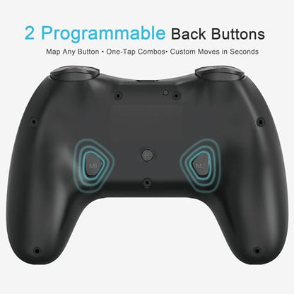 Playnex 2 Pack Wireless Controllers for Nintendo Switch/PC, Hall Effect Joysticks, RGB Lighting, 6-Axis Gyro, Turbo, Dual Vibration & Programmable M1/M2 Buttons (Black + Red/Blue) - color: Black + Red/Blue 2-Pack