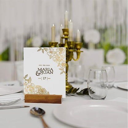 Tidita 20 pcs Acacia Wood Place Card Holder - Wooden Acrylic Sign Holder Table Decor - Picture Display Stands, Centerpieces Table Number Signs for Shop Cafe Holiday Decoration Wedding Party Events