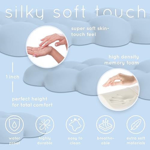 Blue Cloud Keyboard Wrist Rest – Create-ables Qloud Blue Wrist Rest for Computer Keyboard and Mouse, Ergonomic Memory Foam Wrist Pad with Non-Slip Base, Includes Cloud Mouse Pad - color: 07 Light Blue