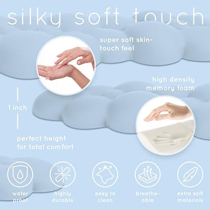 Blue Cloud Keyboard Wrist Rest – Create-ables Qloud Blue Wrist Rest for Computer Keyboard and Mouse, Ergonomic Memory Foam Wrist Pad with Non-Slip Base, Includes Cloud Mouse Pad - color: 07 Light Blue
