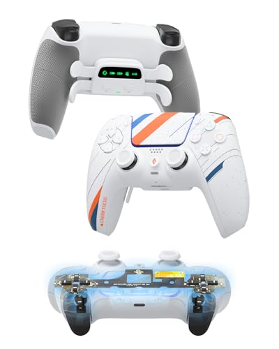 CHARM FOCUS Modified PS5 Controller with 4 Remappable Back Paddles, TMR Magnetic Anti-Drift Joysticks, 2100mAh Battery for 11H Wireless Play, Ergonomic Soft Rubber Grips for PS5 & PC Gaming