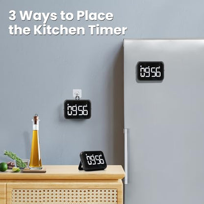 USB Rechargeable Loud Digital Kitchen Timer with Large LCD Display & Adjustable Loud Alarm - Digital & Egg Timer, Kitchen Timers for Cooking, Timer for Kids- Ideal Magnetic - Desk Timer