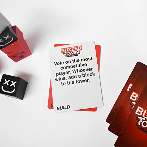 WHAT DO YOU MEME? Buzzed Tower: The Stack-and-Sip Drinking Card Game for Adults – Includes 30 Blocks, 80 Cards, and Big Laughs for Parties, Game Night, and Epic Bachelor Party Celebrations - style: Buzzed Tower