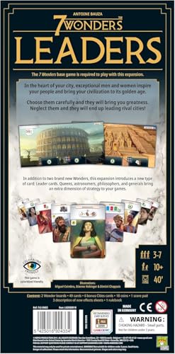 Asmodee 7 Wonders Leaders Board Game EXPANSION - Unleash the Power of Exceptional Leaders, Civilization Strategy Game for Kids and Adults, Ages 10+, 3-7 Players, 40 Min Playtime - style: Luxurious Elegant