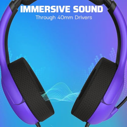 PDP Airlite Wired Gaming Headset for PS5, PS5, PlayStation & PC | Licensed for PlayStation, Noise-Cancelling Flip-to-Mute Mic, Lightweight yet Durable Design, 3.5mm Jack, Ultraviolet Purple - color: Purple, style: Wired