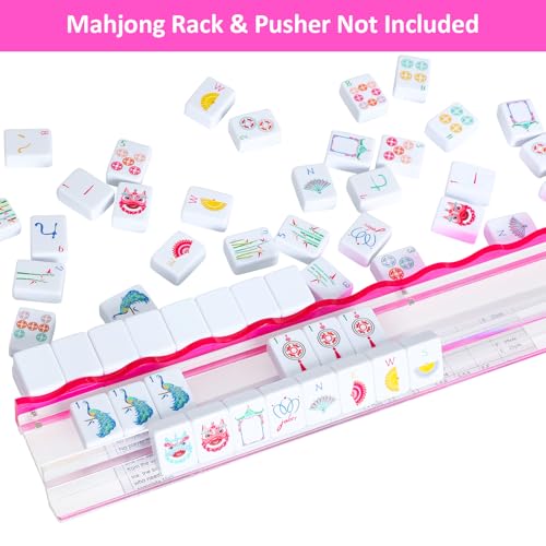 160 Engraved American Mahjong Game Set with Carrying Bag and Accessories, 1.2’’ Mahjong Tile Set - color: 1-white