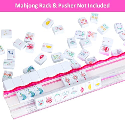 160 Engraved American Mahjong Game Set with Carrying Bag and Accessories, 1.2’’ Mahjong Tile Set - color: 1-white