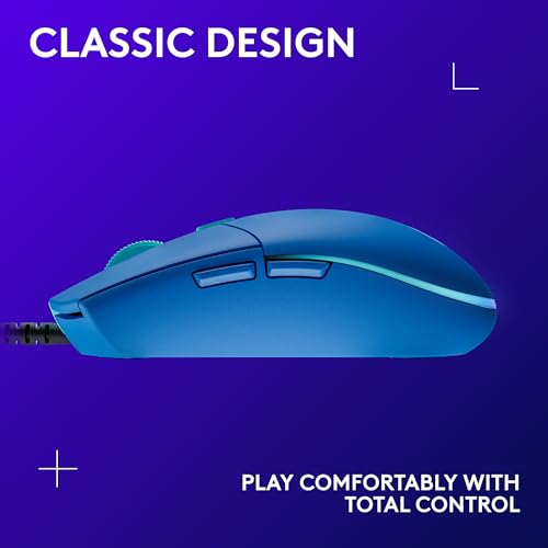 Logitech G203 Wired Gaming Mouse - Blue | LIGHTSYNC RGB, On-Board Memory, 6 Programmable Buttons, Compabile with PC/Mac - color: Blue