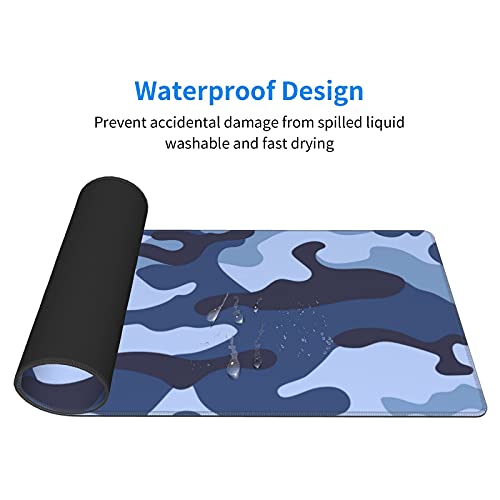Navy Blue Military Camouflage Gaming Mouse Pad XL, Non Slip Rubber Base Mousepad, Stitched Edges Desk Pad, Extended Large Mice Pad,31.5 X 11.8 Inch - color: Military Camouflage Pattern