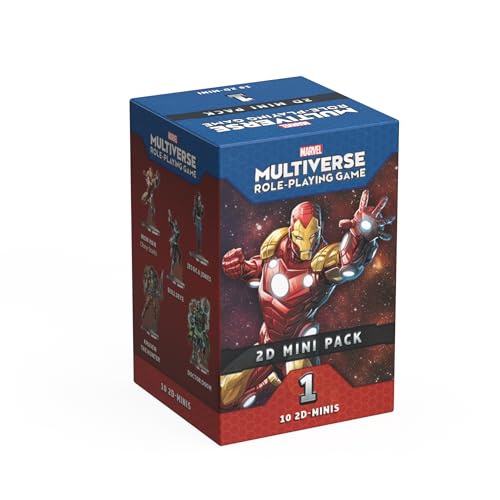 Marvel Multiverse RPG 2D Mini Pack #1 | Iconic Heroes & Villains! 10 Acrylic Standees with Bases & Collector Cards, Strategy Game, Ages 14+, 2-4 Players