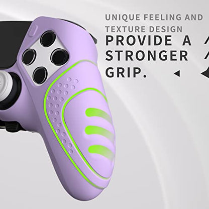 PlayVital Guardian Edition Anti-Slip Ergonomic Silicone Cover Case for ps5 Edge Controller, Soft Rubber Protector Skin for ps5 Edge Wireless Controller with Thumb Grip Caps - Mauve Purple - color: Mauve Purple