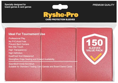 Premium Card Sleeves, 150 Sleeves 2.6''x3.6''(66x91mm) Compatible with Standard Sized Trading Card, Fit for MTG PTCG Game Card, Baseball Card, Sport Card (Red) - color: Red, size: 150 Matte Sleeves