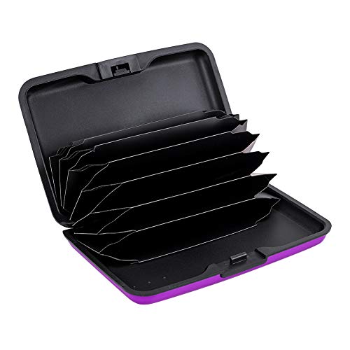RFID Blocking Credit Card Protector Aluminum ID Case Hard Shell Business Card Holders Metal Wallet for Men or Women (Aluminum, Purple) | RFID Blocking Credit Card Protector Aluminum ID Case Hard Shell Business Card Holders Metal Wallet for Men or Women -