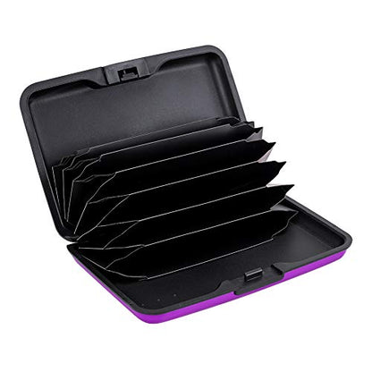 RFID Blocking Credit Card Protector Aluminum ID Case Hard Shell Business Card Holders Metal Wallet for Men or Women (Aluminum, Purple) | RFID Blocking Credit Card Protector Aluminum ID Case Hard Shell Business Card Holders Metal Wallet for Men or Women -