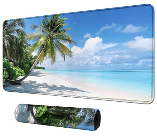 White Sandy Beach for MTG & TCG Playmat Mouse Pad,BFDHGQZC 24" x 14" Game Mat for MTG/RPG/CCG Trading Card Game Playmats Table Mat Perfect for Card Games Video Games Computer Office - color: White Sandy Beach