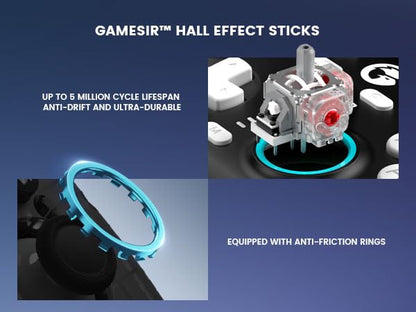 GameSir Super Nova Wireless Gaming Controller for PC/Switch/iOS/Android, Hall Effect Stick & Trigger, RGB Lighting, Swappable ABXY, Detachable Faceplate, 1000mAh with Charging Dock - Black&White” - color: Black&White