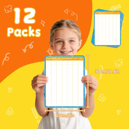 12 Pack Double Sided Division Dry Erase Board,12" x 9" Multiplication Flash Cards,Math Manipulatives Small White Board for Kids,Math Games Chart for Preschool Learning,Homeschool Essentials - style: Division