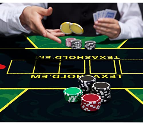 nuveti 63 x 31 Foldable Texas Poker Card Tabletop Layout Portable Anti-Slip Rubber Board Game Mat Poker Table Mat 8-10 Players Texas Hold'em Poker Mat - color: 63 X 31 Inch Rectangular-green6