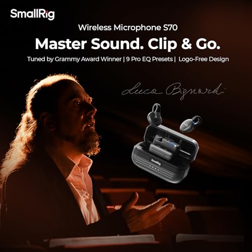 SmallRig S70 Wireless Mic (2 TX + 2 RX + Charging Case), Mini Lavalier Microphone for Phone/Camera Content Creation, Noise Cancelling for Vlog/TikTok/Interview etc. (Black) - color: Black, style: 2 TX + 2 RX