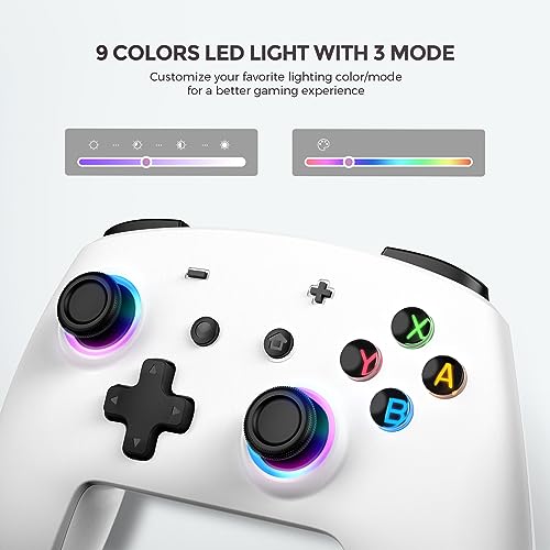ECHTPower Switch 2 Pro Controller with Hall Effect Joysticks, One-Key Wake-Up for Switch 2, Wireless Controller for Switch 2/Switch/Lite/OLED, Turbo Button, 4 Back Buttons, RGB Lighting, 3.5mm Jack, Dual Vibration, 6-Axis Gyro (White 1) - color: White 1