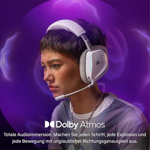 Corsair Void v2 Wireless Gaming Headset with Bluetooth for PC, PS5, PS4, Switch, Mobile – Dolby Atmos, 70 Hr Battery, Dual Wireless, Lightweight, Fast Charging – White | For PC, PS5, PS4, Switch & Mobile ,Dolby Atmos, 70 Hours Battery Life, Double Wireles