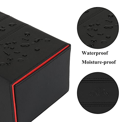 AEGIS GUARDIAN Card Deck Box for MTG with 3 Tray Commander Deck Box Hold 200+ Double Sleeved Cards, PU Leather 7 Strong Magnets Card Storage Box Deck Game Case for TCG CCG, Red Ineer - color: 4-3