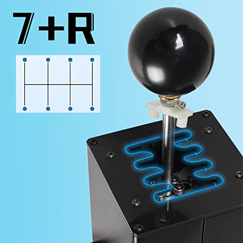PC USB Simulator Shifter 64 Bit Handbrake with Clamp Compatible with G29 G27 G25 G920 T300RS/GT Steering Wheel Sequential H Gear Shifter Compatible with ATS ETS Dust WRC Sim Racing Games 7+R Black