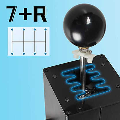 PC USB Simulator Shifter 64 Bit Handbrake with Clamp Compatible with G29 G27 G25 G920 T300RS/GT Steering Wheel Sequential H Gear Shifter Compatible with ATS ETS Dust WRC Sim Racing Games 7+R Black