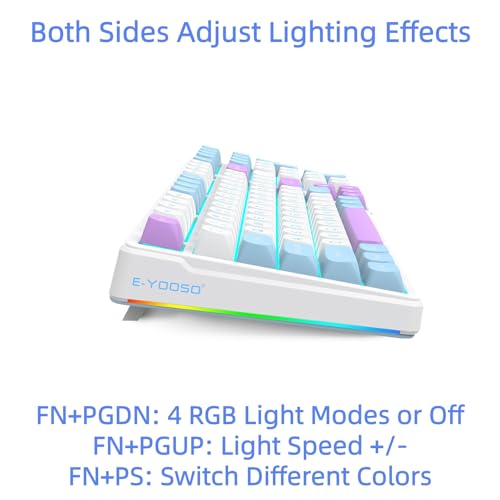 E-YOOSO Wired Creamy Mechanical Keyboard, Hot Swappable Pre-lubed Linear Switches, Gasket Structure with Sound Dampening Foam, Cyan LED Backlit, 96% Custom Gaming Keyboard for PC/MAC