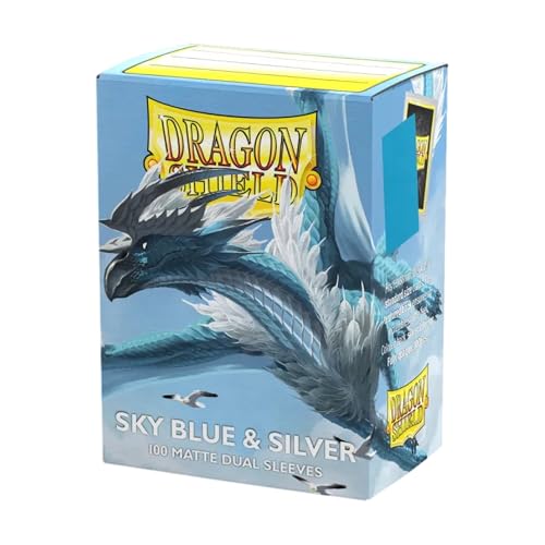 Dragon Shield | Matte Dual Standard Size Card Sleeves | 100ct - Smooth & Tough Premium TCG Sleeves - Compatible with Pokemon, One Piece, and Magic: The Gathering | Sky Blue & Silver - color: Sky Blue & Silver