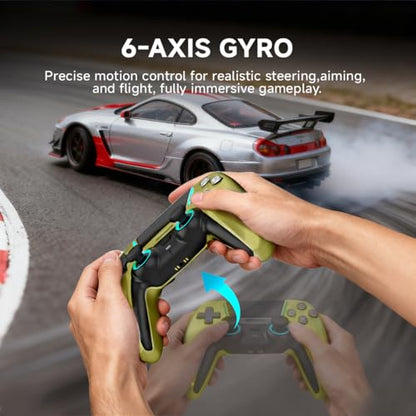 ASRVA Chrome Green Wireless Pro Controller for PS5,4 Back Buttons,Hall Effect Joystick(No Drift),Micro-Switch,Gyro,Macro,1000mAh,RGB,Compatible with PS5 Pro/Slim/PC/iOS/Android - color: Chrome Green
