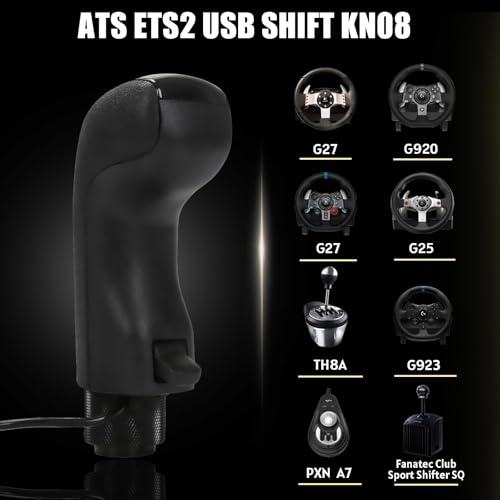 RYLNOK USB American Truck Simulator Shifter Gear Knob for ATS ETS2 18WOS FIA ETRC for Logitech G25 G27 G29 G920 G923,Thrustmaster TH8A,Fanatec SQ,PXN A7 Other DIY PC Sim Racing Shifter