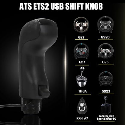 RYLNOK USB American Truck Simulator Shifter Gear Knob for ATS ETS2 18WOS FIA ETRC for Logitech G25 G27 G29 G920 G923,Thrustmaster TH8A,Fanatec SQ,PXN A7 Other DIY PC Sim Racing Shifter