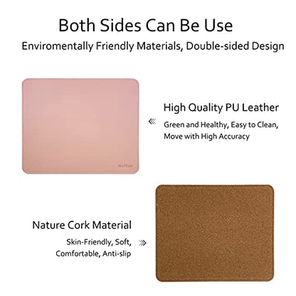 MelVan PU Leather Mouse Pad with Stitched Edge, Wood Mousepad, Waterproof Gaming Mouse Pad Mat for Computers, Laptop, Office & Home, 10.2" x 8.3", 1 Pack (Pink) - color: Pink