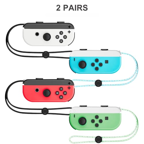Gepicest Wrist Strap for Joycon 4 Pieces Switch Parts Accessories Controller Attachments Compatible with Joy Con, Dual Remote Comfort Controller Straps Black White 2 Pairs - color: Black/White