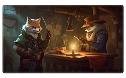 Playmat 24" x 14" Game Mats for MTG/TCG Cards, Commander Deck Gaming Desk Mat, Cunning Foxes - color: Cunning Foxes, size: 24"X14"