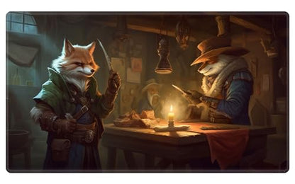 Playmat 24" x 14" Game Mats for MTG/TCG Cards, Commander Deck Gaming Desk Mat, Cunning Foxes - color: Cunning Foxes, size: 24"X14"
