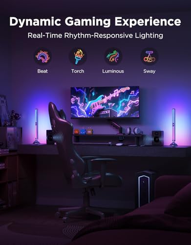 Govee Gaming Light Bars Pro,16-Inch Smart RGBIC Wi-Fi LED Game Lights | Upgraded,RGBICIllumination,Triple-Sided,Music Sync & 60+ Scene Modes, Works with Alexa & Google Home, Gaming Room Decor