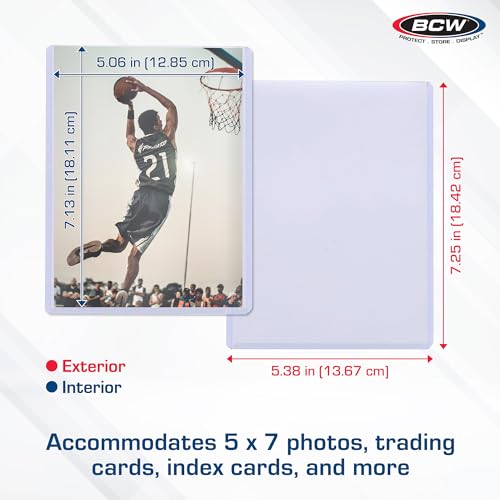 BCW 5x7 Topload Holder – 25 Count | Rigid 5x7 Toploader for Photos, Cards & Prints | Hard Plastic 5 x 7 Top Loader for Postcards, Pictures & Memorabilia Protection