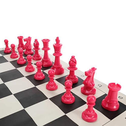 WE Games Color Bright Plastic Staunton Tournament Chess Pieces with 3.75 in. King - Half Chess Set of Chess Pieces Only, Pink - color: Pink