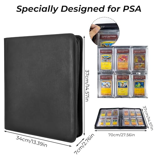 Slab Binder for Graded Cards, 60 Slab Leather Storage Album | 60-Slab Leather Card Binder, Premium Slab Storage Album with 6 Pocket Pages, Collector Binder for PSA Graded Trading Cards